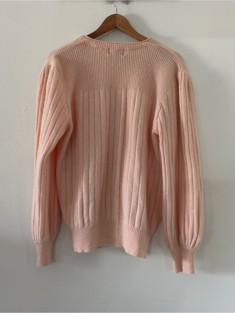 Vtg Victoria Jones Cardigan Sweater L Pink Lambswool Button Up Coquette Office - Picture 4 of 7